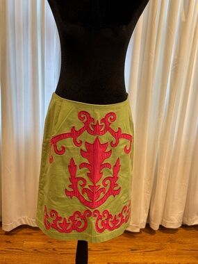 Lilypod pencil skirt with ornate damask  central motif